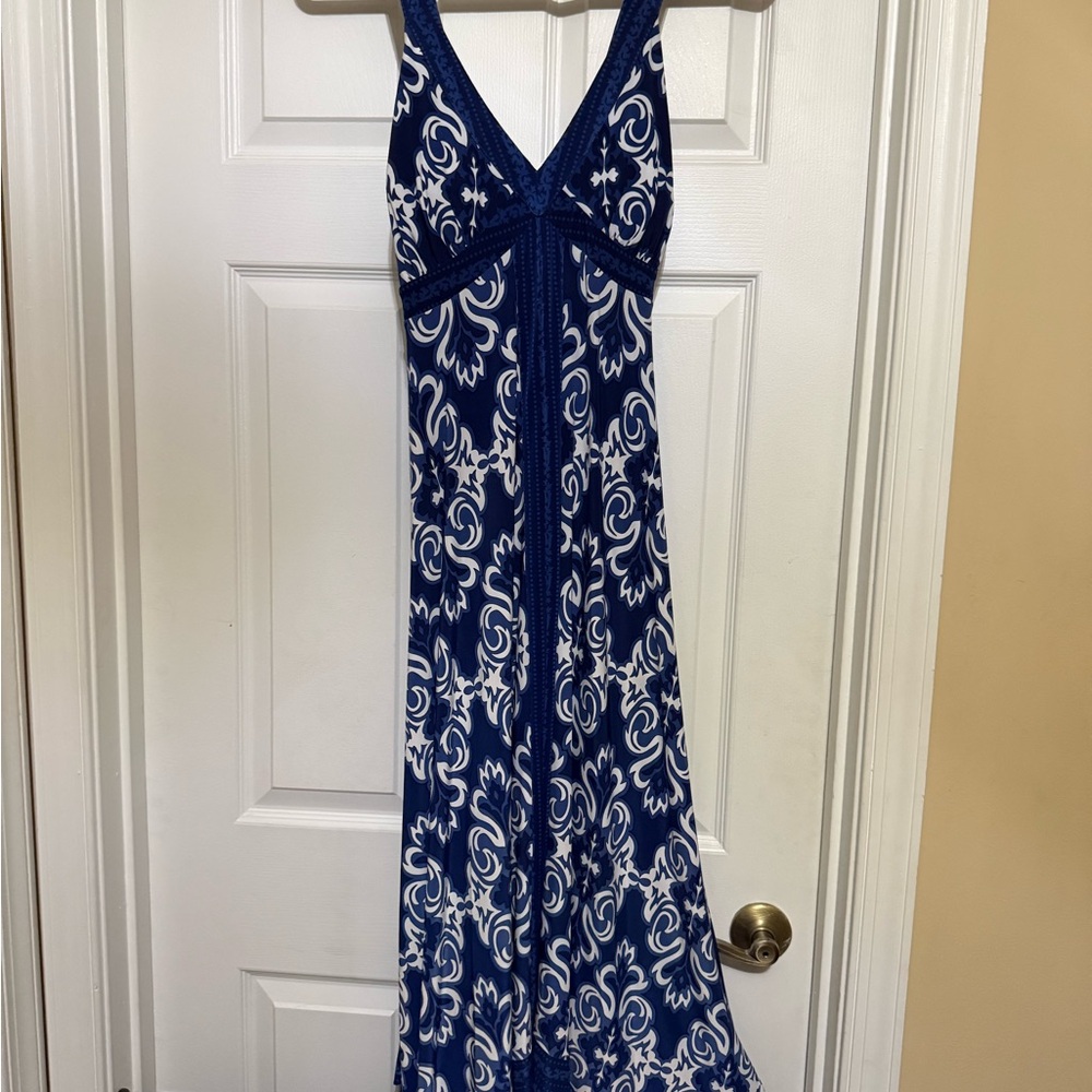 INC International Concepts Navy and White Patterned Dress
